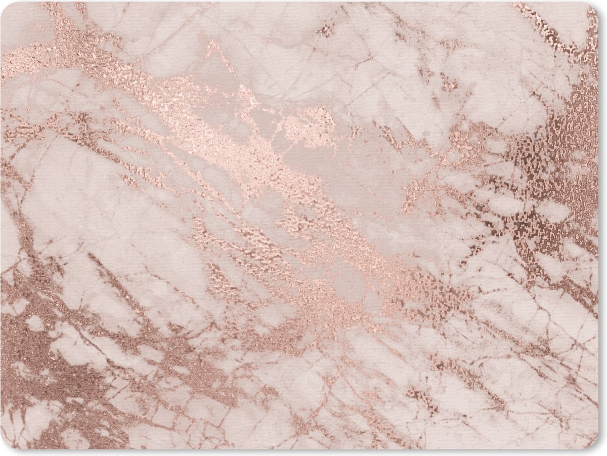Muismat - Mousepad - Marmer - Roze - Luxe - Marmerlook - Glitter - Design - 23x19 cm - Muismatten
