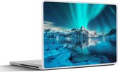 Laptop sticker - 14 inch - Noorderlicht - IJs - Sneeuw - Noorwegen - Blauw - Bergen - 32x5x23x5cm - Laptopstickers - Laptop skin - Cover
