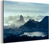 Wanddecoratie Metaal - Aluminium Schilderij Industrieel - Rio de Janeiro - Brazilië - Bergen - 60x40 cm - Dibond - Foto op aluminium - Industriële muurdecoratie - Voor de woonkamer/slaapkamer