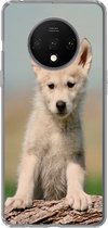 Geschikt voor OnePlus 7T hoesje - Wolf - Kind - Hout - Siliconen Telefoonhoesje