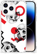 Telefoonhoesje Geschikt voor iPhone 14 Pro Stevige Bumper Hoesje met transparante rand Skull Red