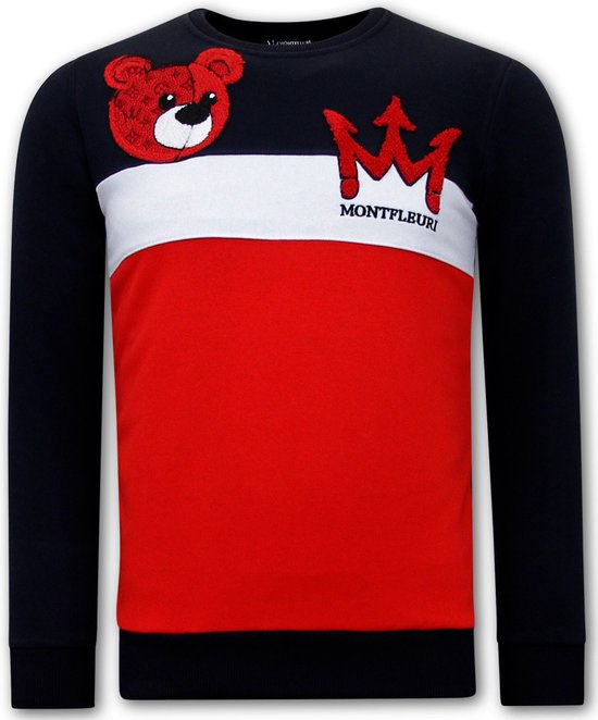 Pull pour homme avec imprimé - Imprimé ours en peluche - Blauw