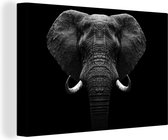 Toile - Animaux - Éléphant - Zwart& Blanc - Portrait - Toile - 90x60 cm - Décoration murale - Photo sur Toile