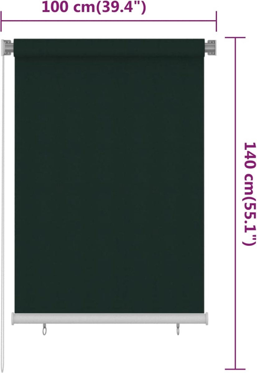 Aufun Rolgordijn voor buiten, outdoor, weerbestendig, buitenrolgordijn, zonwering, balkonrolgordijn, uv-bescherming, reflecterende thermische functie voor ramen en deuren-140 x 140 cm, Antraciet