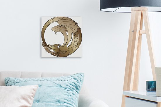 Illustration d'un ouroboros avec un dragon brun 20x20 cm - petit - Tirage photo sur toile (Décoration murale salon / chambre) / Peintures sur toile Animaux