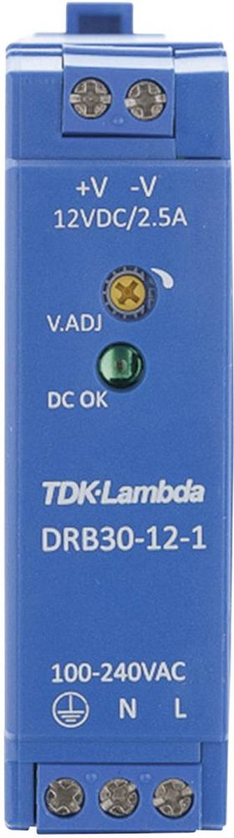 TDK-Lambda DRB30-12-1 DIN-rail netvoeding 12 V/DC 2.5 A 30 W Aantal uitgangen: 1 x Inhoud: 1 stuk(s)