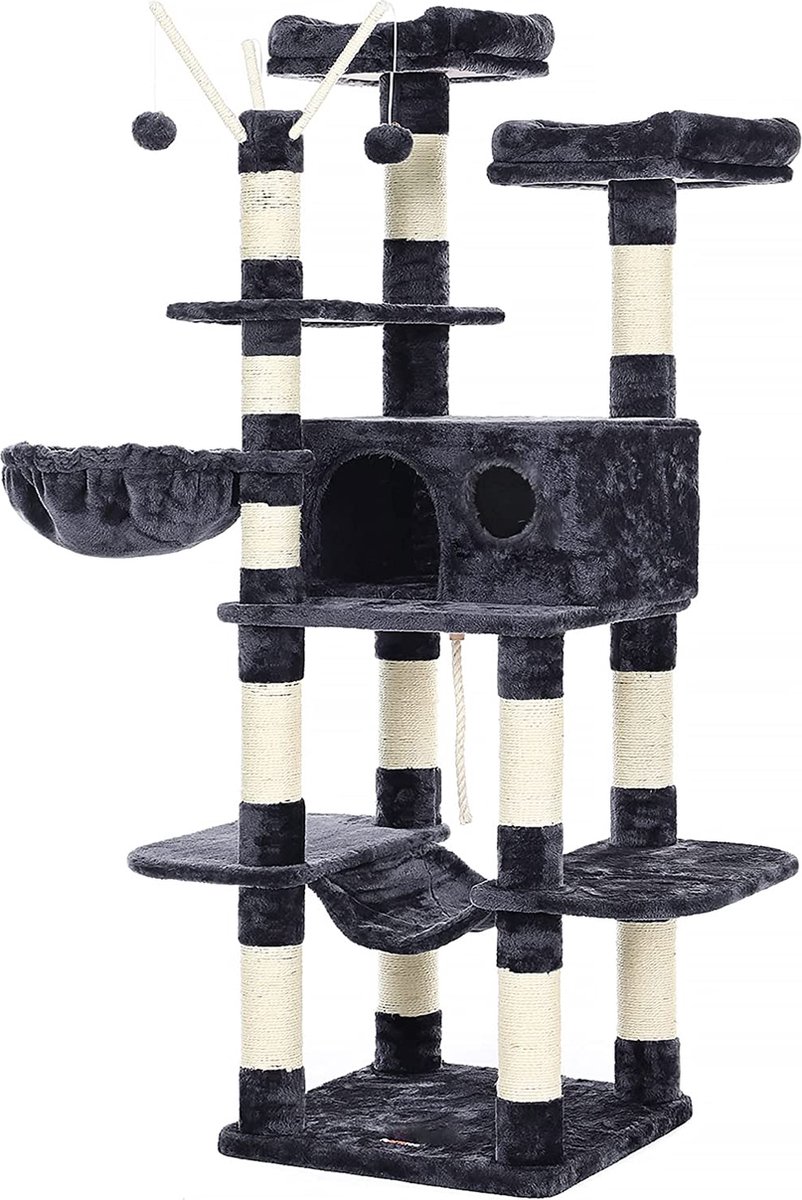 XXL Krabpaal voor Katten - Arbre a chat- Kattenboom - Krabton - Anti-slip - 50 x 50 x 164 cm - Gemaakt van Hout