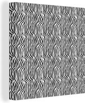 Canvas Schilderij Dierenprint - Zebra - Zwart - Wit - 50x50 cm - Wanddecoratie