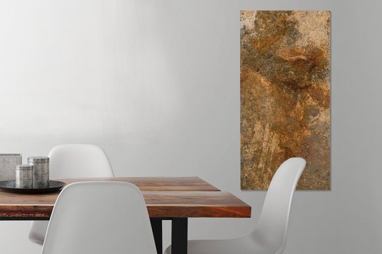Toile Peinture Métal - Rouille - Or - 40x80 cm - Décoration murale