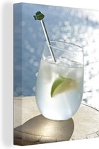 Cocktail Gin et tonic à la mer bleue claire Toile 60x80 cm - Tirage photo sur toile (Décoration murale salon / chambre)