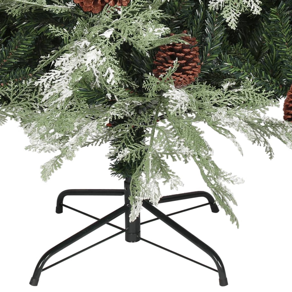 Kerstboom 240 cm met sneeuweffect en dennenappels, hoogwaardige pvc- kerstboom, 850 takken, inclusief standaard, feestelijke dennenboom voor grote ruimtes