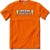 Team derde helft- Oranje elftal WK / EK voetbal kampioenschap - bier feest kleding - grappige zinnen, spreuken en teksten - T-Shirt - Heren - Oranje - Maat 3XL