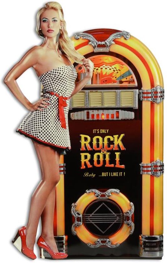 Tinnen wandbord - Rock & Roll - Juke Box - met reliëf