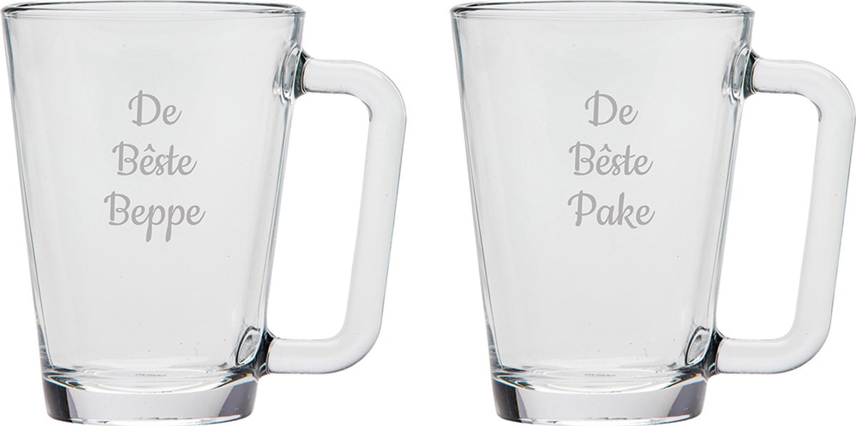 Gegraveerde theeglas 26cl De Bêste Pake-De Bêste Beppe
