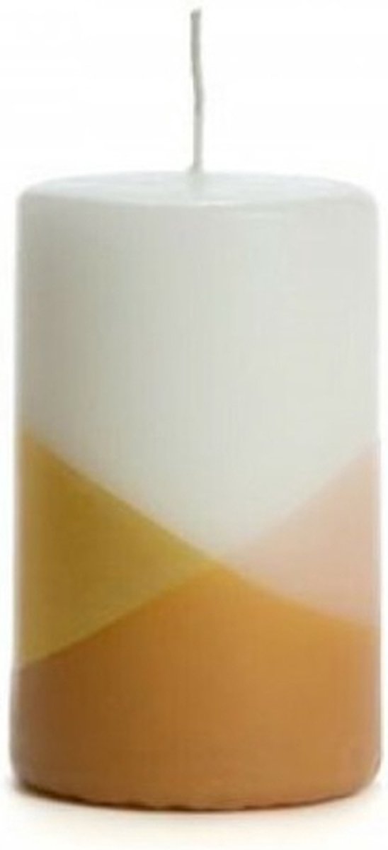 Rustik Lys Pilaarkaars Cross goud/blossom, 6x10 cm wit goud blossom