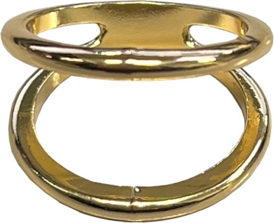Fako Bijoux® - Sjaalklem - Sjaal Klem - Sjaal Ring - Dubbele Ring - Classic - 24x18x20mm - Goudkleurig