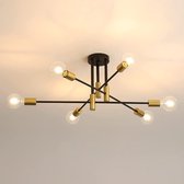 Plafondlamp 6 lampen zwart industrieel goud  plafonnière hanglamp retro nordic woonkamer keuken  E27