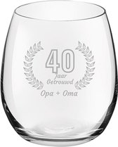 Gegraveerde Drinkglas 39cl Opa + Oma 40 jaar getrouwd