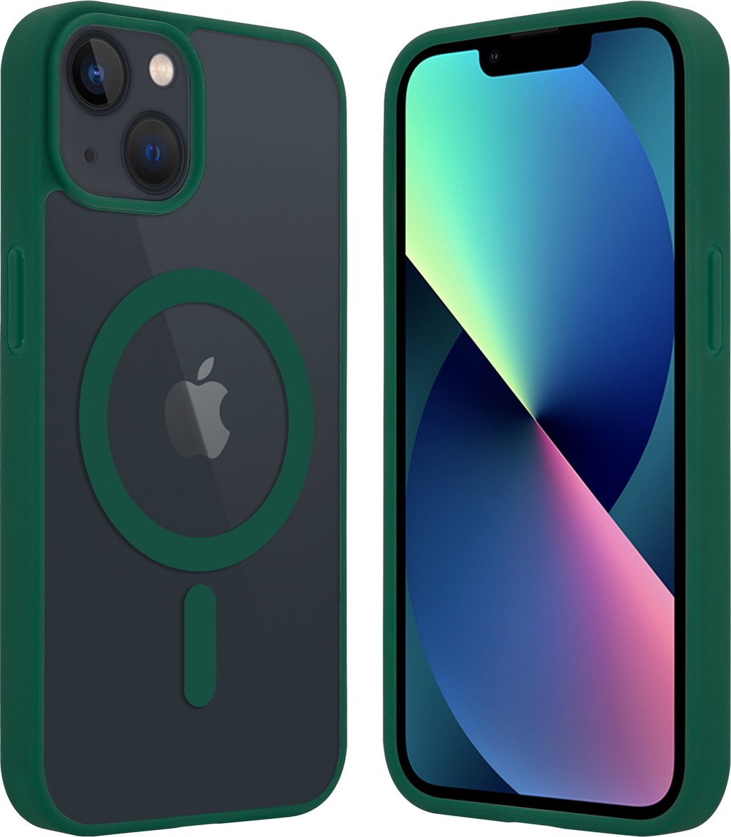 ShieldCase telefoonhoesje geschikt voor Apple iPhone 13 Magneet hoesje transparant gekleurde rand - groen - Shockproof backcover hoesje - Hardcase hoesje - Siliconen hard case hoesje met Magneet ondersteuning