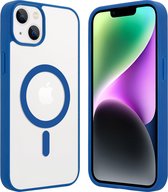 ShieldCase geschikt voor Apple iPhone 14 Plus Magneet hoesje transparant gekleurde rand - blauw - Shockproof backcover hoesje - Hardcase hoesje - Siliconen hard case hoesje met Magneet ondersteuning