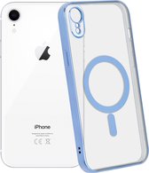 ShieldCase geschikt voor Apple iPhone Xr hoesje transparant Magneet metal coating - blauw - Backcover hoesje magneet - Doorzichtig hoesje met oplaad functie