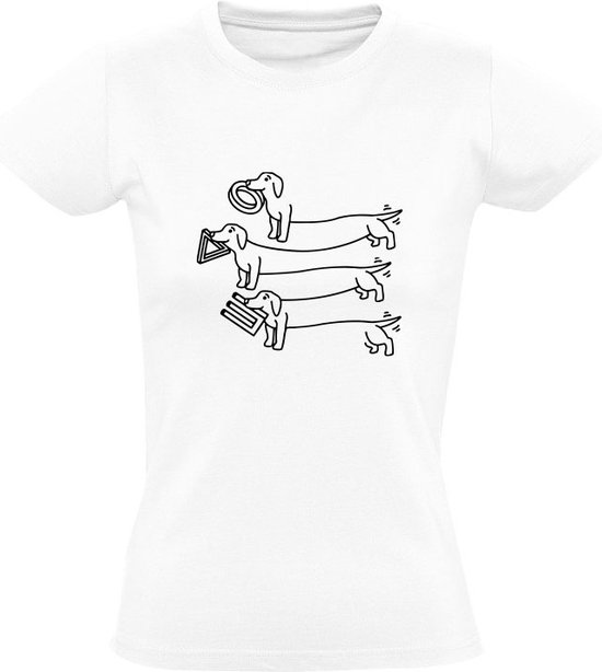 Beau t-shirt pour femme avec une illusion | Réalité apparente | Illusion d'optique | Image | Imagination | Charme | illusion | Rêver | Chien | Animal | Blanc