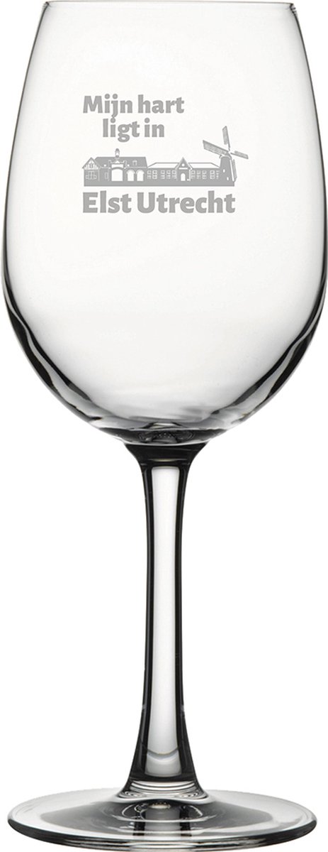 Gegraveerde witte wijnglas 36cl Elst Utrecht