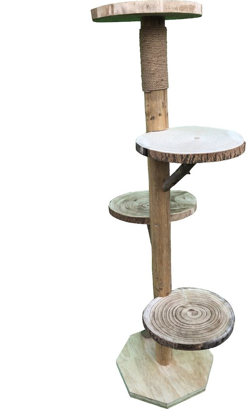 Yaheetech Krabpaal, cactus, hoogte 106,5 cm, stabiele kattenboom, klimboom met uitzichtplatform, kattenmand, ligkom, sisalstammen, beige en bruin