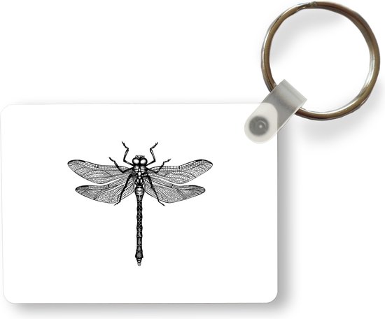 Sleutelhanger - Libelle - Insecten - Retro - Zwart wit - Uitdeelcadeautjes - Plastic
