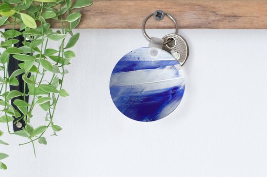 Porte-clés - Peinture - Design - Blauw - Plastique - Rond - Cadeaux à distribuer