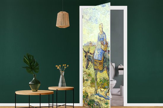 Deursticker Boerenkoppel gaat naar het werk - Vincent van Gogh - 90x215 cm - Deurposter