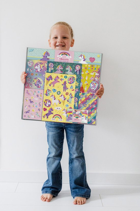 Totum - Ensemble de super autocollants Unicorn XL - 7 feuilles d'autocollants avec autocollants gonflés métalliques et 3D