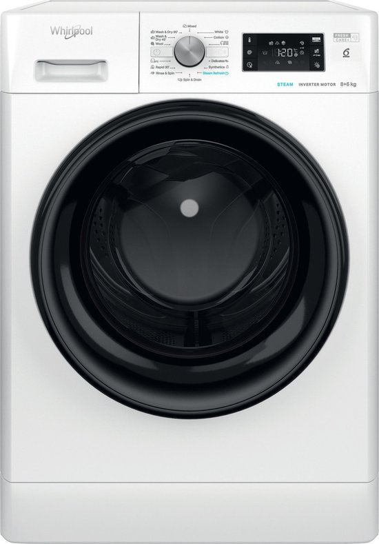 Whirlpool FFWDB 864349 BV EE - Was-droogcombinatie - Vrijstaand - Voorbelading - Wit
