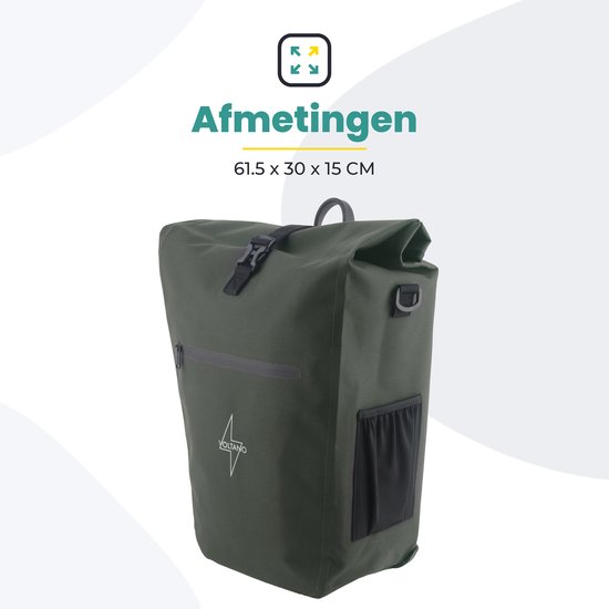Voltano Luxe E-bike Fietstas 28L - Olijf Groen - Pakaftas Met Laptop vak - 100% Waterdicht - Met Gratis Schouderband van Voltano — afbeelding 4