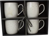 Coffret cadeau / 4 mugs 380ml / Mug / Porcelaine / Couleur : Wit, or, gris / Collection "Rêve étoilé" - Cadeau de Noël - Cadeau de Mariage - Mug à Café RE-4MUG2