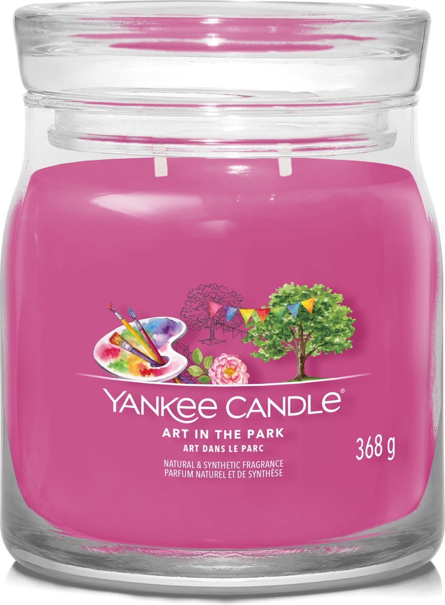 Yankee Candle Art In The Park Medium Geurkaars - 50 branduren - 2 lonten Roze