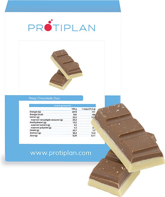 Protiplan Reep Chocolade Duo 7 x 45 gram Low carb snack Eiwitrepen bol