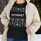 Foute Kersttrui Candy Cane - Met tekst: Kutkerst - Kleur Zwart - ( MAAT 4XL - UNISEKS FIT ) - Kerstkleding voor Dames & Heren