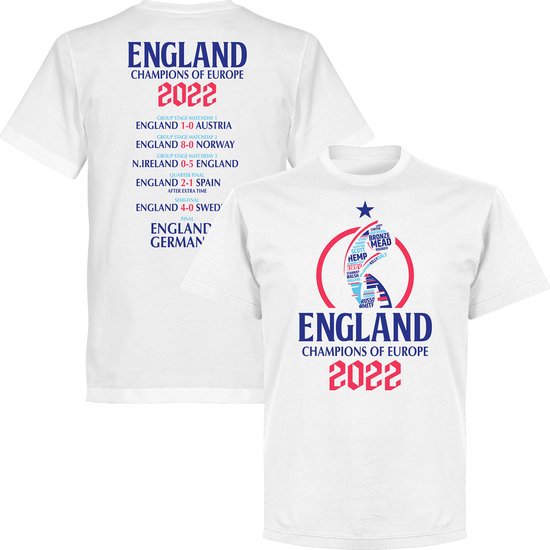 Engeland EK 2022 Road To Victory Winners T-Shirt - Wit - 5XL