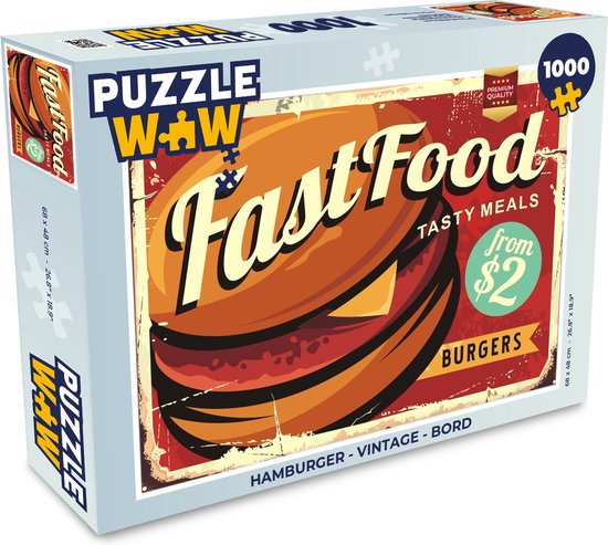 Puzzle Hamburger - Vintage - Plateau - Puzzle - Puzzle 1000 pièces adultes