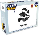 Puzzel Zeeland - Nederland - Wegenkaart - Wit - Legpuzzel - Puzzel 1000 stukjes volwassenen