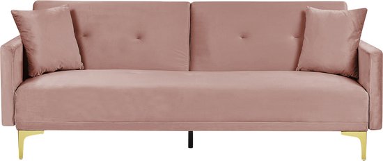 Beliani LUCAN - Sofa Bed - Roze - Fluweel