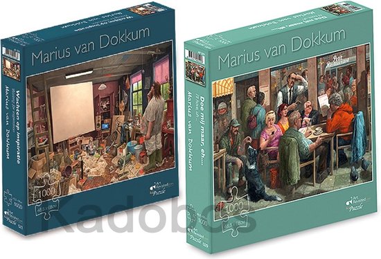 2x Marius van Dokkum puzzel 1000 pcs - Doe mij maar... & wachten op inspiratie
