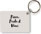 Sleutelhanger - Quote - Taupe - Pizza. pasta & vino. - Uitdeelcadeautjes - Plastic