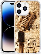 GSM Hoesje Geschikt voor Apple iPhone 14 Pro Max Siliconen Back Cover met transparante rand Bladmuziek