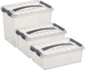 Sunware opbergboxen set 3x stuks in 4-6-9 liter kunststof met deksel