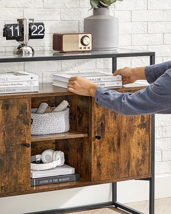 Sideboard moderne avec 4 portes, 160,5 x 35,5 x 78 cm, design élégant