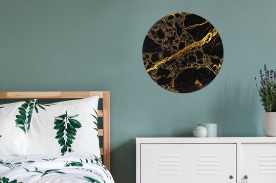 Wall Circle - Wall Circle Indoor - Marbre - Zwart - Or - Trendy - ⌀ 60 cm - Décoration murale - Peintures Ronds