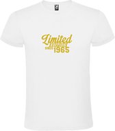 T-Shirt Wit avec Image « Edition Limited depuis 1965 » Or Taille XXXXXL