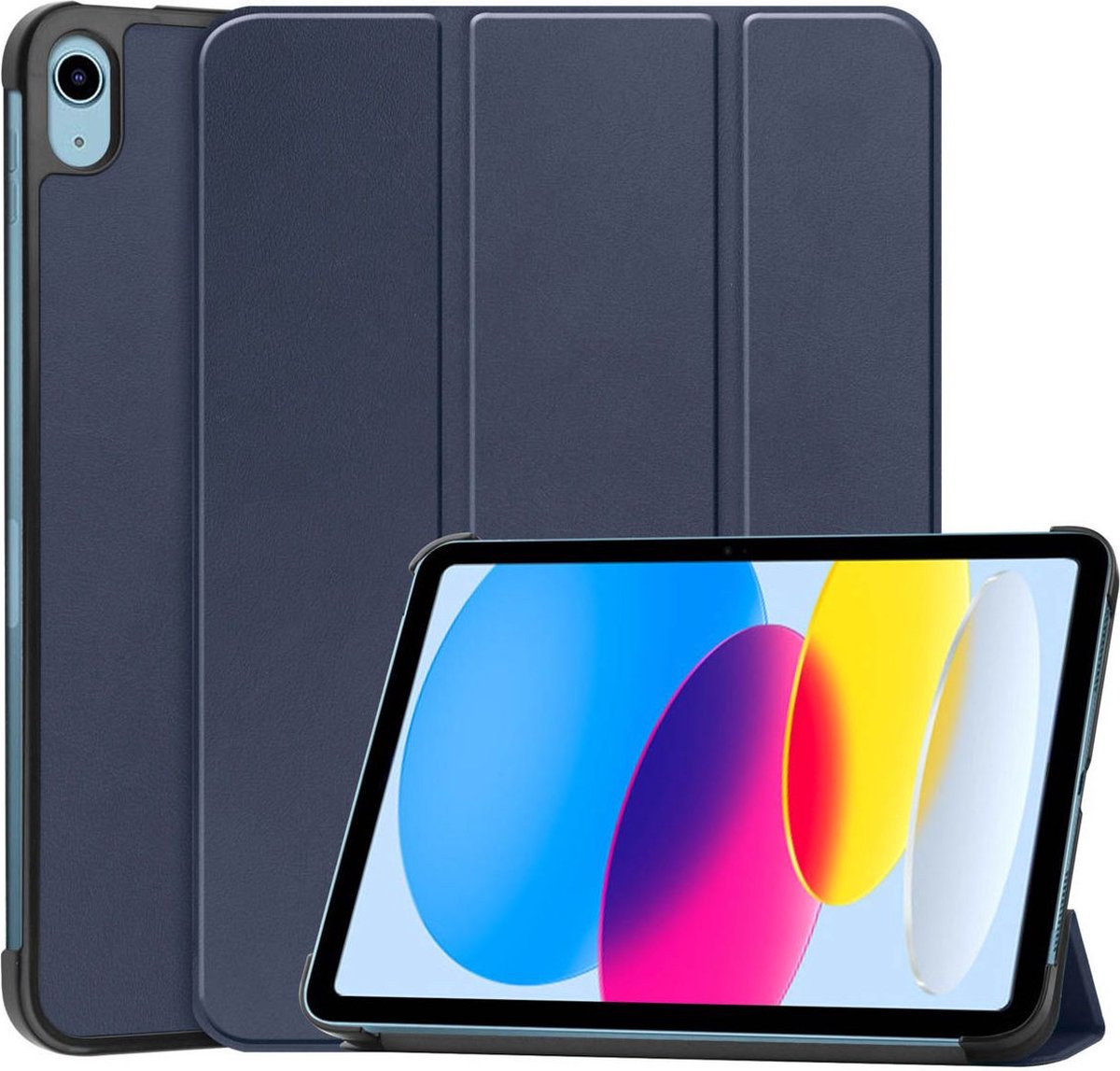 Tablet Hoes geschikt voor de Apple iPad 10.9 (2022) | Book Case met Standaard | Kunstlederen Beschermhoes | Tri-fold | Blauw